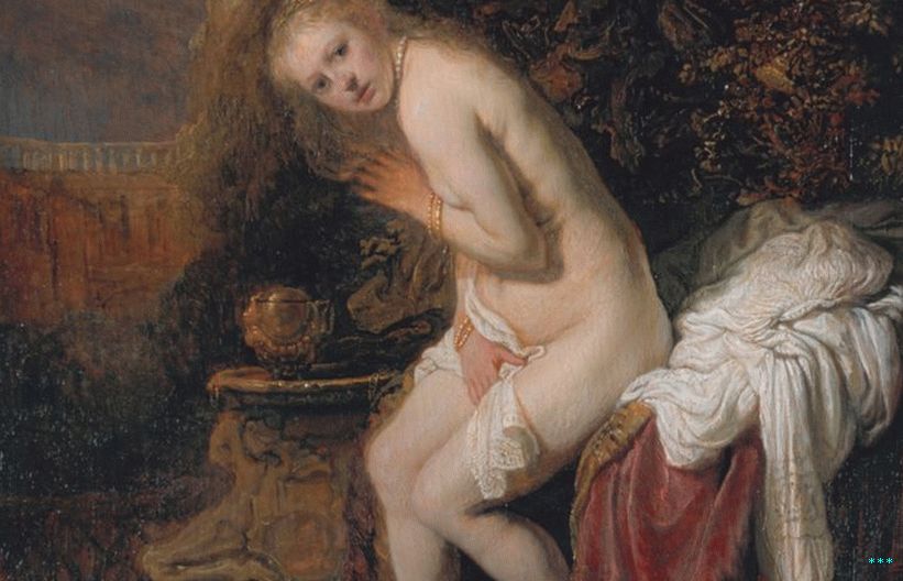 Rembrandt van Rijn의 Susanna (1636)의 세부 사항. 페인트 성분을 결정하기 위해 X-ray 싱크로트론 방사선을 사용하여 네덜란드와 프랑스 과학자들이 분석 한 그림 중 하나입니다.